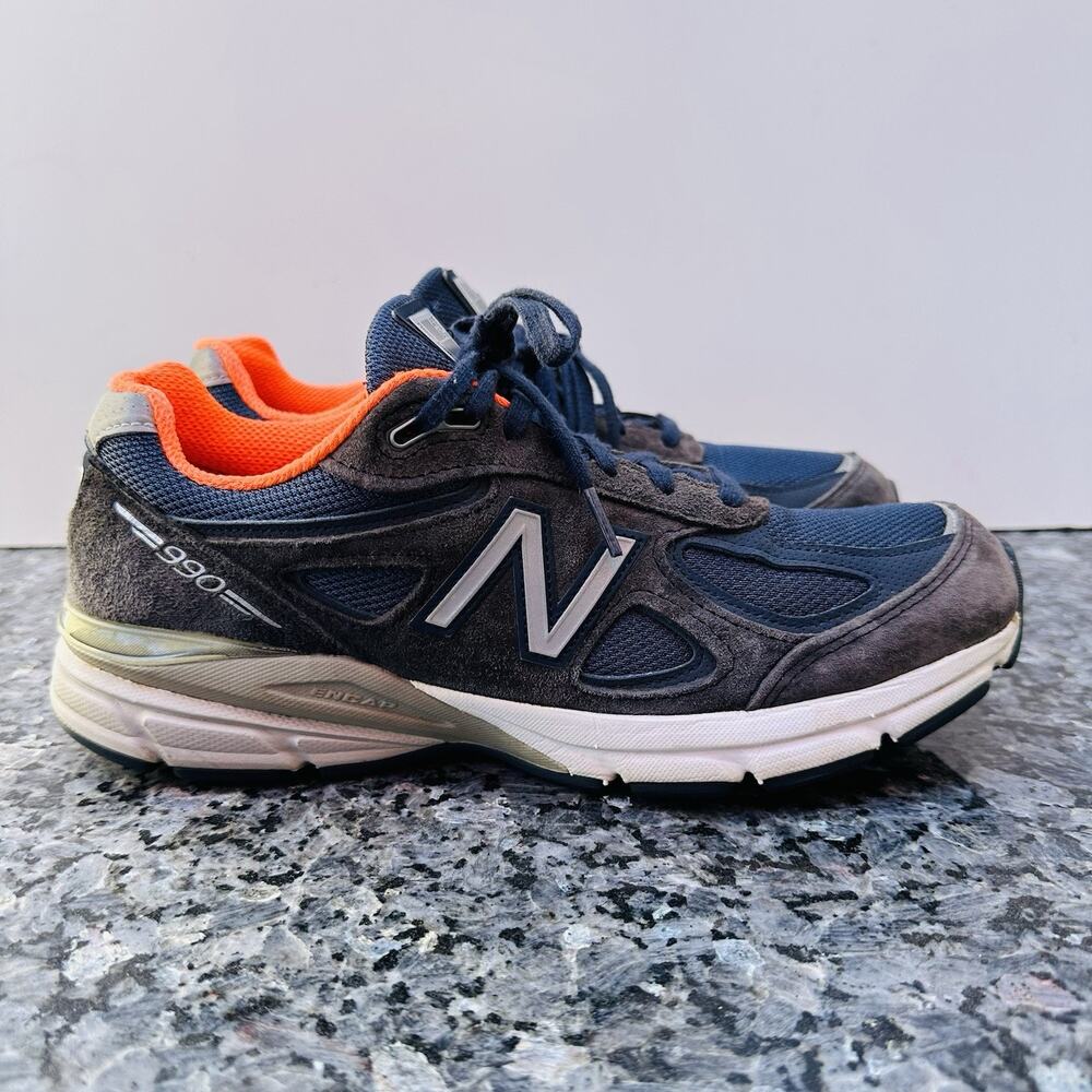 New Balance 990v4 W990NV4 Running Shoes Navy Orange Women's Sz 10 B Made in USA